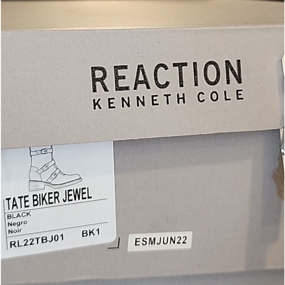 KENNETH COLE REACTION Tate Biker Jewel Lug Sole Booties Size 7.5 M Black - Picture 12 of 14